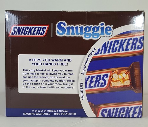 Snuggie Snickers Candy Bar 71 x 54" Super Soft Fleece Blanket that has Sleeves - Picture 6 of 9