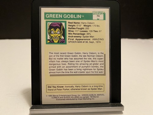 1990 Impel Marvel Universe Series 1 Green Goblin #74 Trading Card - Picture 6 of 8