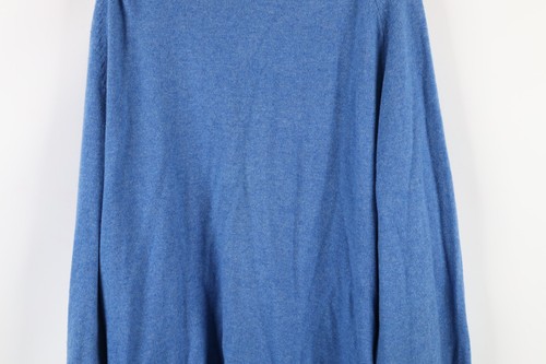 Vintage LL Bean Mens Large Blank Lambswool Knit Pocket Cardigan Sweater Blue - Picture 9 of 10