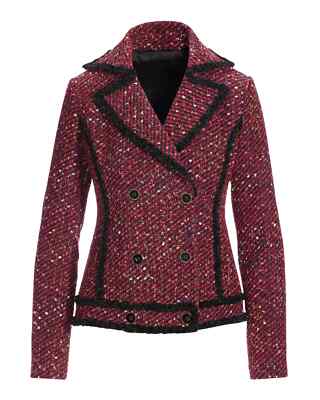 Boston Proper TWEED JACKET SIZE 4 BRAND NEW MULTI COLOR RED PINK GOLD SPARKLE