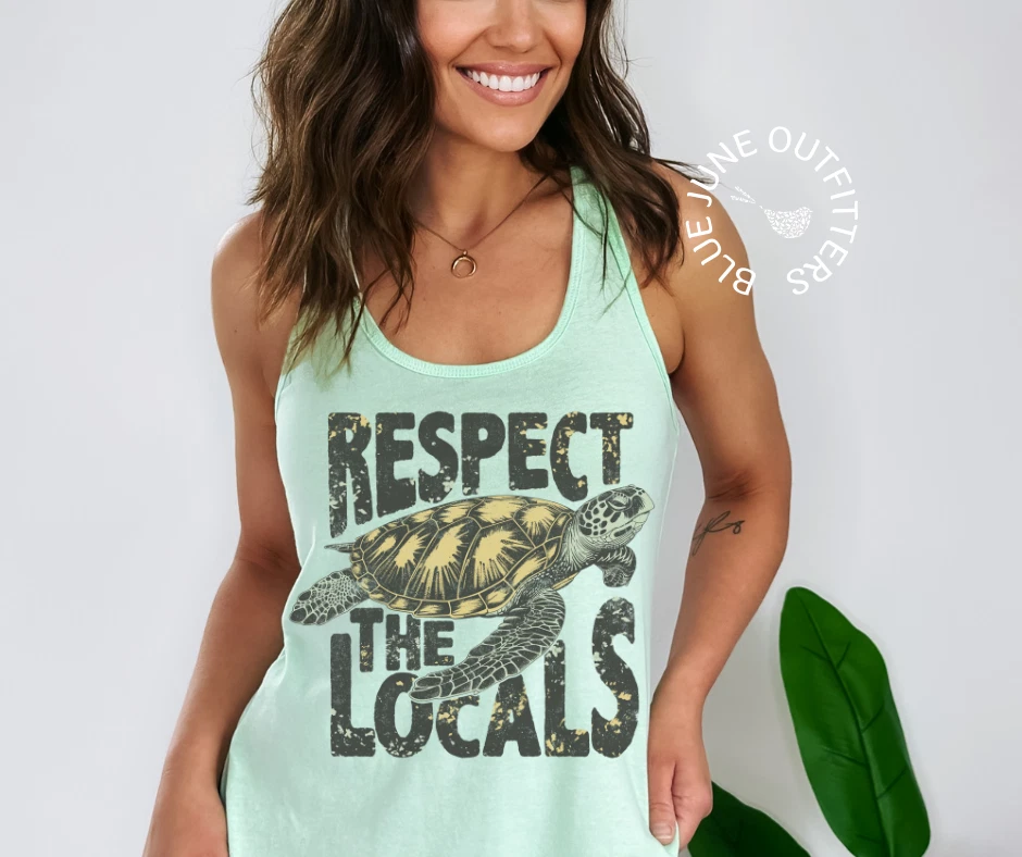 Respect The Locals | Camiseta sin mangas para mujer Sea Turtle espalda deportiva Foto 3 de 4