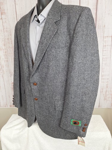 Boston Traders giacca blazer uomo 46R grigio spina di pesce tweed lana nuovo con etichetta - Foto 5 di 10