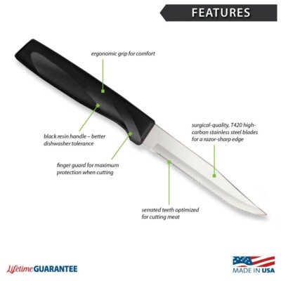 Anthem Wave Rada Serrated Steak Knife 3 7/8'' blade USA made ergonomic handle NEW