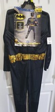 BOYS NEW NWT BATMAN HALLOWEEN COSTUME JUMPSUIT MASK size LARGE 10/12 CAPE DC