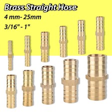 Metal Brass Straight Hose Joiner Barbed Connector Air Fuel Water Pipe Gas Tubing
