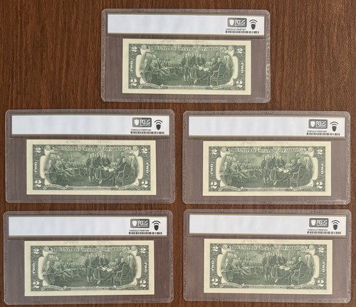 5 PCS $2 2017A FEDERAL RESERVE NOTES SAN FRANCISCO PCGS 67PPQ CONSECUTIVE S/N's - Picture 2 of 2