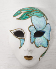 Vintage Venetian Carnival Mask Wall Art Hanging Ceramic Glittery Hand Painted