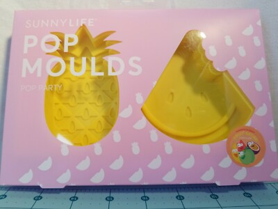 New Sunny Life Pop Moulds - Pop Party Yellow Silicone Pineapple & Watermelon 