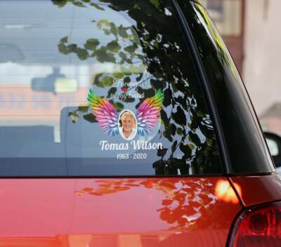 Rip Car Sticker Custom Memorial Photo RIP Decal - Personalized Angel Wing Heart Tribute ...