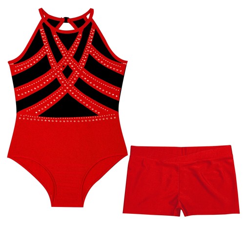 Kids Girls Suit Yoga Outfit Gymnastics Set Bodysuit Costumes Glittery Uniforms - Picture 34 of 51