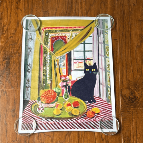 Arte de pared de gato negro flores florales impresión póster pintura al óleo 12” x 16” sin marco - Imagen 2 de 5