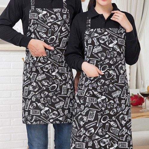 Chef Apron Hotel Restaurant Kitchen Apron Coffee Shop Hanging Neck Apron New - Foto 16 di 28