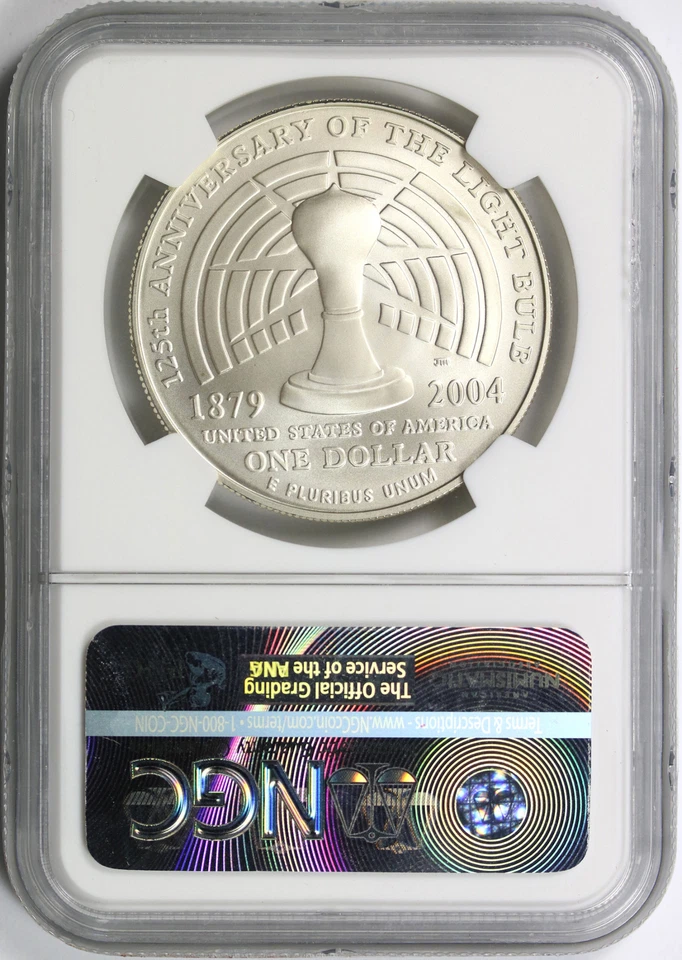 2004-P $1 Edison Silver Dollar Commemorative NGC MS69 - Image 2 of 2