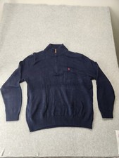 Polo Ralph Lauren Sweater Navy Blue Zip Knit Cotton Pullover Men's XXL