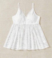 White Contrast Lace Camisole, XS