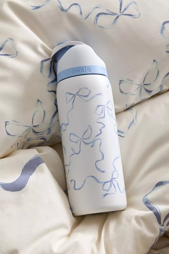 Owala "Tied and True" 32oz Free Sip AUTHENTIC Blue Bows ~With Boot~ UO Exclusive - Picture 12 of 12