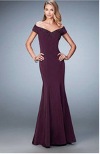 La Femme Embellished Off the Shoulder Mermaid Gown size 4 