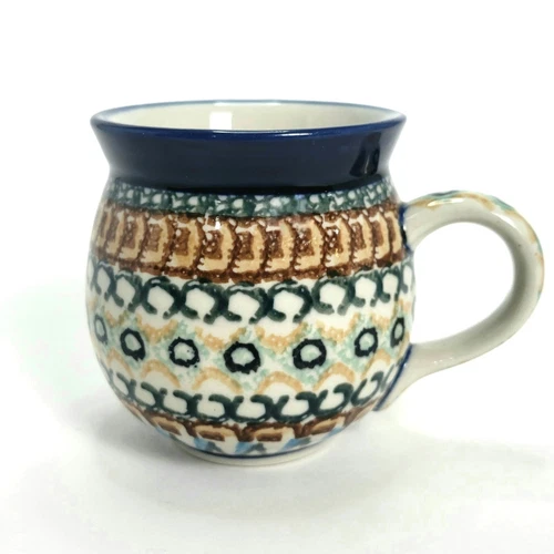 Polish Pottery UNIKAT Bubble Mug Boleslawiec Handmade 10 Oz Poland Cottage