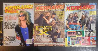 KERRANG MAGAZINE 1992 LOT OF 3 BRITISH IMPORT,  HEAVY METAL & HARD ROCK VF