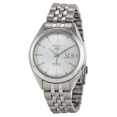 Seiko 5 SNKL15 Automatic Day-Date White Dial Stainless Steel Mens