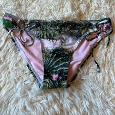 Bikini Lab Tropical print  adjustable tie bikini bottoms size Medium New 