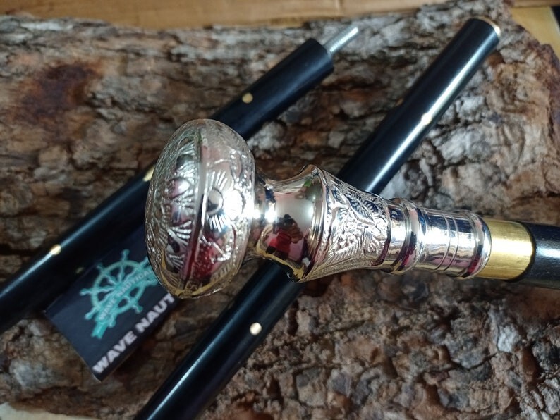 Solid brass Silver Finished Handle Handmade Woode… - image 4