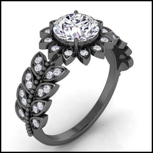 Anello di fidanzamento in argento sterling 925 2 ct diamante taglio tondo creato in laboratorio