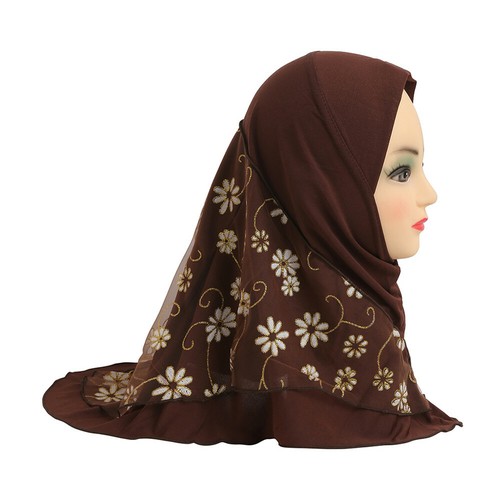 Muslim Kids Girls Hijab Scarf Islamic Children Hot Drilling Scarf Headscarf 2-6Y - Picture 65 of 132