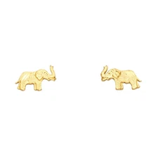 Ioka - 14K Yellow Gold Elephant Small Studs Post Push Back Earrings