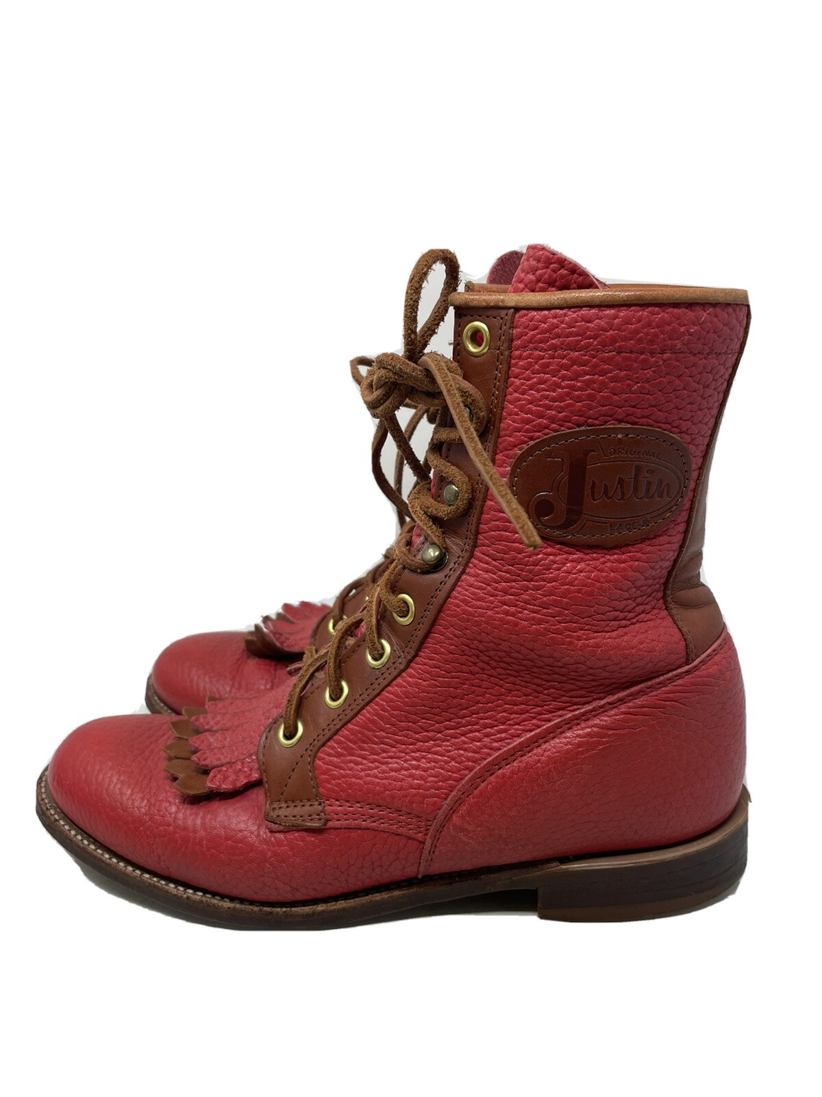 Justin Western Roper Kiltie Boots Womens Red Pebbled … Gem