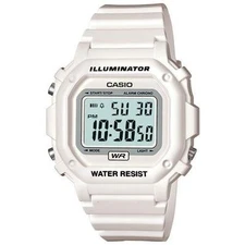 Casio F108WHC-7B, Digital Chronograph Watch, White Resin, Alarm, 7 Year Battery