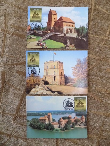 Set of 3 First day issue stamp stamped post card FDC Lithuania vintage postcard - Picture 2 of 6