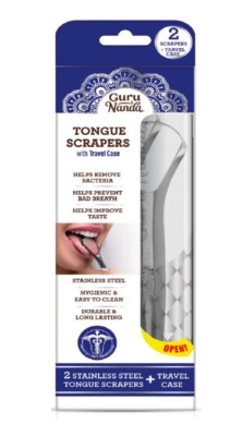 GuruNanda Stainless Steel Spoon Tongue Scraper, 2pk 1 Box