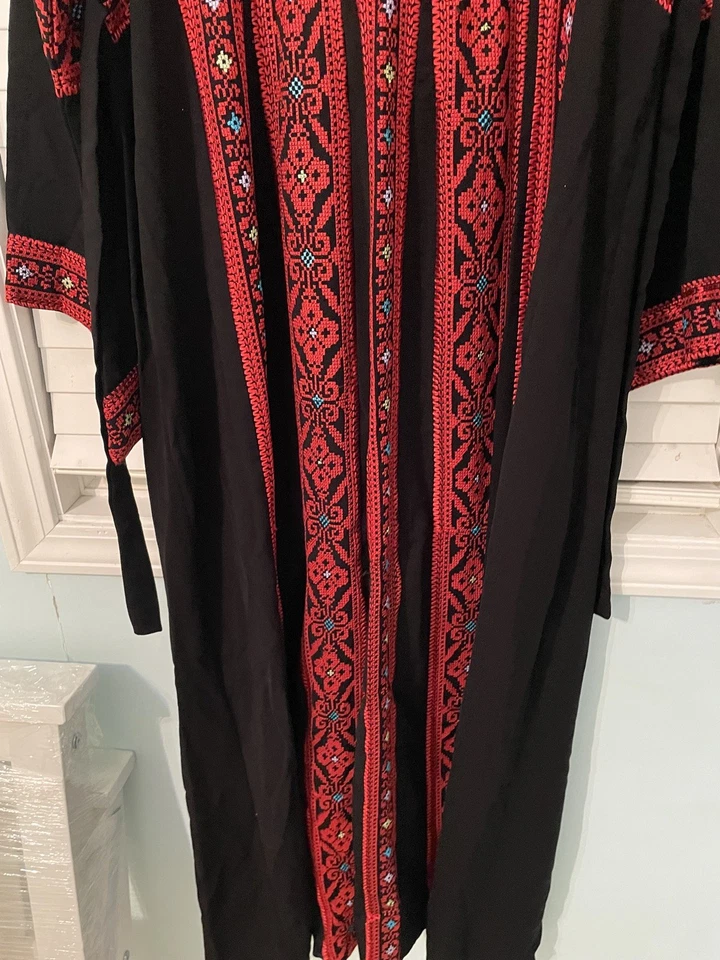 Mujer Bordado Tatreez Abaya Thobe Árabe Palestino Jordania Talla 3 L/xl Foto 2 de 4