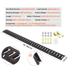 E Track Tie-Down Rail 18PCS 5' E-Tracks Set 4 Steel Rails with D-Ring & 2 Ratche
