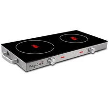 Ceramic Infrared Double Cooktop, 25 Inch, Black