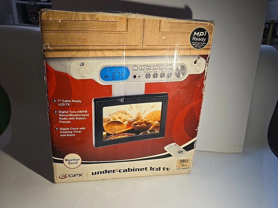 GPX Under Cabinet 7" LCD TV  Analog Tuner Timer AM/FM Stereo Open Box Untested - Image 4 of 4
