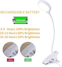 Reading Light, 28 Leds Rechargeable Clip on Lamp, 3 Color X 3 Brightness Clip...