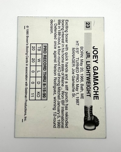 Joey Gamache Autographed 1990 Browns Boxing Card On Card Auto - Picture 2 of 2