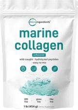Micro Ingredients Marine Collagen Peptides Powder, 1 lb | Type I Marine... 