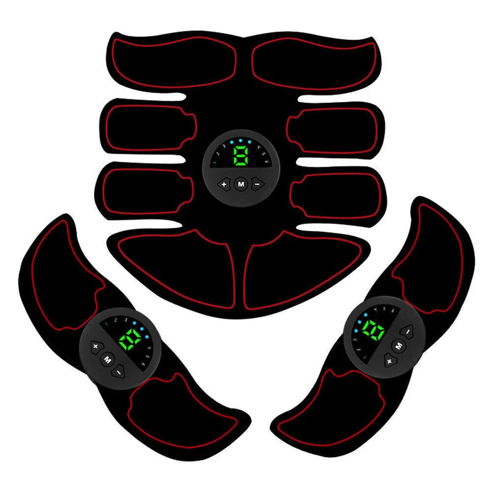 LCD Rechargeable EMS Abdominal Muscle Toning Belt Trainer ABS Stimulator Toner