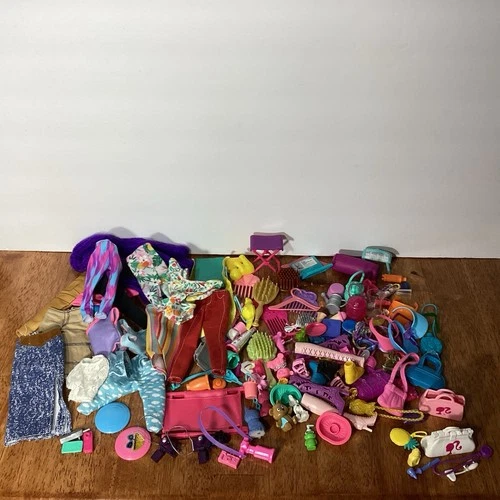 Huge Lot of Vintage & Modern Barbie Doll Clothes Accessories Food 150+ Pieces