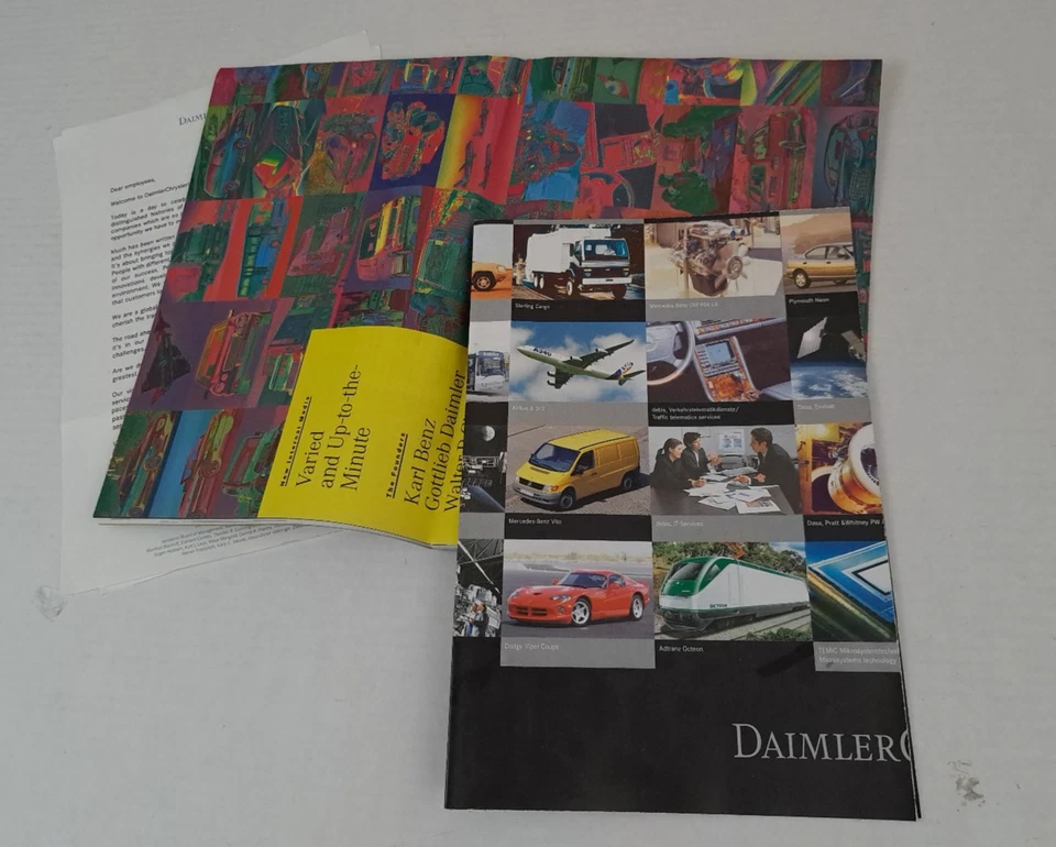 Vintage Daimler Chrysler 1st Day Employees Magazine 32x22 poster & Letter 1998 - Image 3 of 4