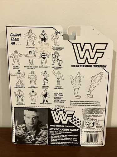 WWF Superfly Jimmy Snuka figure Hasbro 1990 WWE Superfly Slam New On Card - Picture 2 of 9