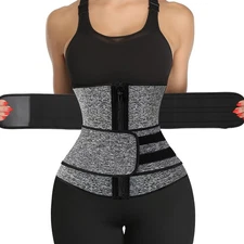 Neoprene Sauna Waist Trainer Corset Sweat Belt with 2 Straps for Women Sweat ...