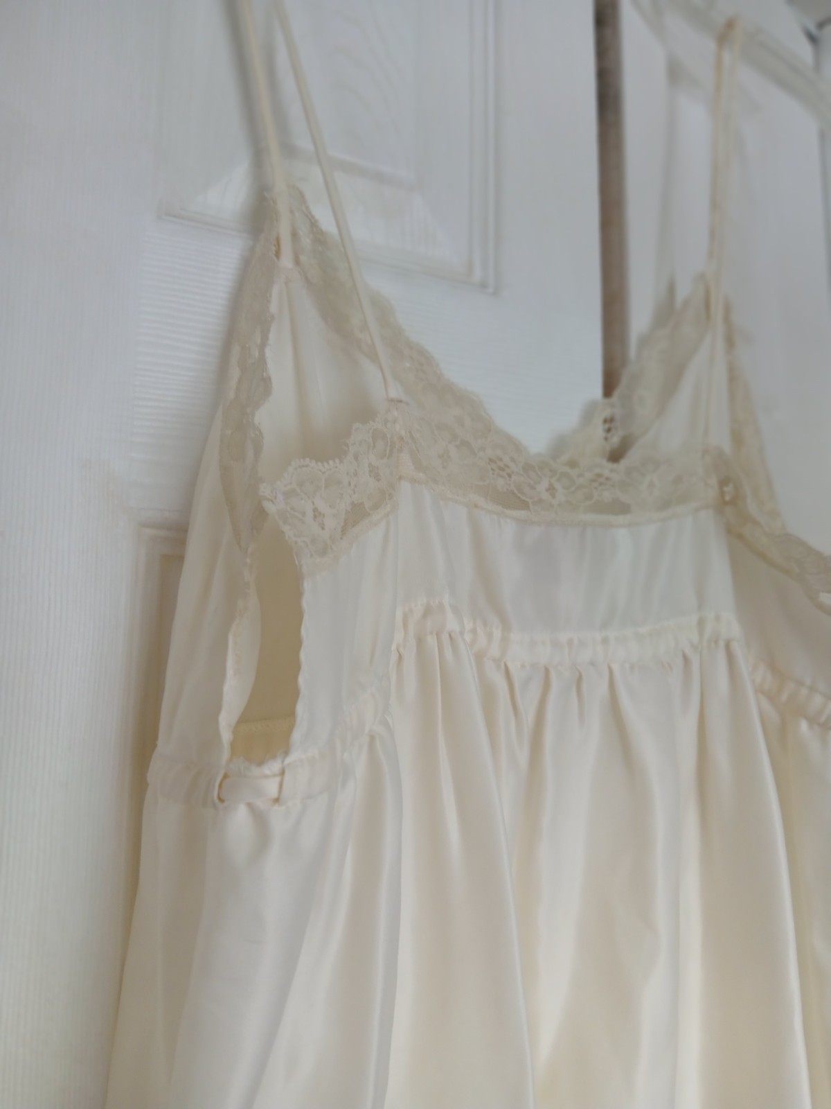 Vtg Givenchy Intimates Paris Bedroom  Long Nightgown Cream Lace Bridal Wedding M thumbnail 3