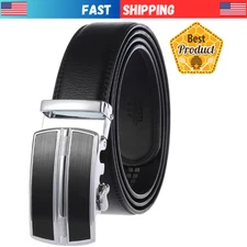 Microfiber Leather Luxury Ratchet Belt Belts For Men Adjustable Automatic Buckle