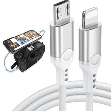 for Lightning to Micro USB Adapter Cable MFi-Certified for iPhone 14 13 12 11...