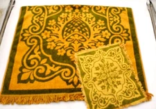 Lot Of 2 Vintage Fieldcrest Bath Towel Wash Cloth  Yellow Gold Green 42" 