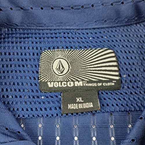 Volcom Shirt Mens XL Blue Jersey Button Up Short Sleeve 1 Chest Pocket - Picture 15 of 18